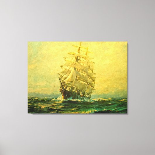 Zeilschip doorkruist de Atlantische Oceaan Canvas Afdruk (Voorkant)