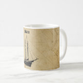 Zeilschip en kaart uit grootmoeders tijd koffiemok (Voorkant rechts)
