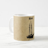Zeilschip en kaart uit grootmoeders tijd koffiemok (Voorkant links)