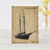 Zeilschip en kaart verjaardag in vintage stijl (Gele Bloem)