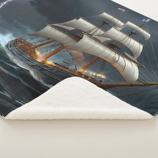 Zeilschip en Lightning Art Sherpa Deken (3/4)
