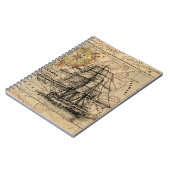 zeilschip en oud Europees Notitieboek (Linkerzijde)