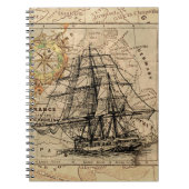 zeilschip en oud Europees Notitieboek (Voorkant)