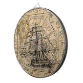 zeilschip en oude Europese kaart Dartbord (Voorkant Rechts)