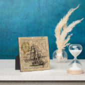  zeilschip en oude Europese kaart Fotoplaat (Insitu)