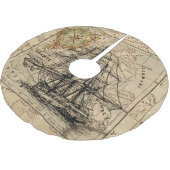  zeilschip en oude Europese kaart Kerstboom Rok (Gekanteld)