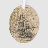 zeilschip en oude Europese kaart Ornament (voorkant)