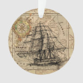 zeilschip en oude Europese kaart Ornament (voorkant)