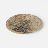  zeilschip en oude Europese kaart Papieren Bordje (Gekanteld)