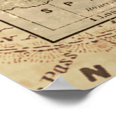  zeilschip en oude Europese kaart Poster (Hoek)