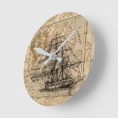 zeilschip en oude Europese kaart Ronde Klok (Hoek)