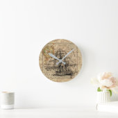 zeilschip en oude Europese kaart Ronde Klok (Huis)