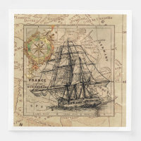 zeilschip en oude Europese kaart
