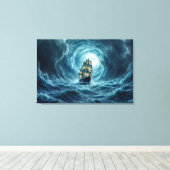 Zeilschip episch storm dark fantasy decor canvas afdruk (Insitu (Houten vloer))