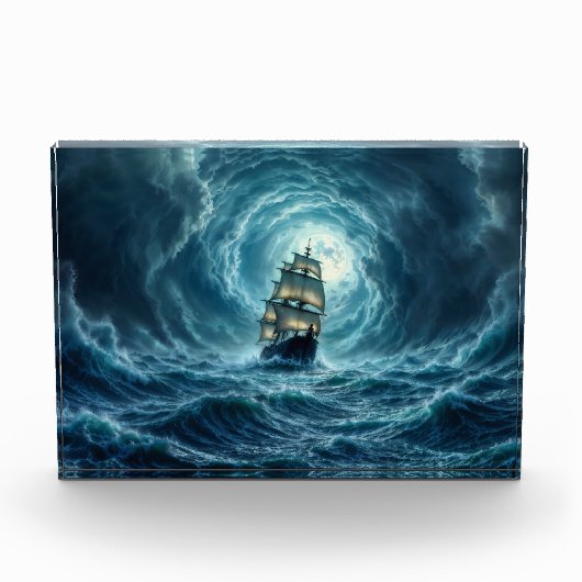 Zeilschip episch storm dark fantasy decor fotoblokken (Voorkant)