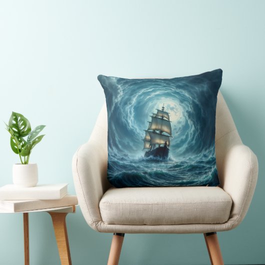 Zeilschip episch storm dark fantasy decor kussen (Stoel)