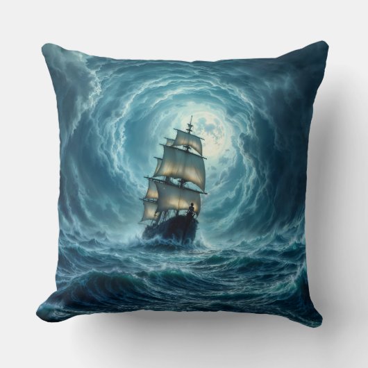 Zeilschip episch storm dark fantasy decor kussen (Voorkant)