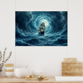 Zeilschip episch storm dark fantasy decor poster (Keuken)