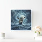 Zeilschip episch storm dark fantasy decor vierkante klok (Huis)