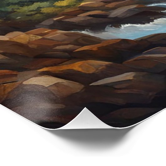 Zeilschip in de buurt van Tropical Island Perfect Poster (Hoek)