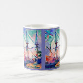 zeilschip in de haven, leuk koffiemok (Voorkant rechts)