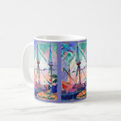 zeilschip in de haven, leuk koffiemok (Voorkant links)