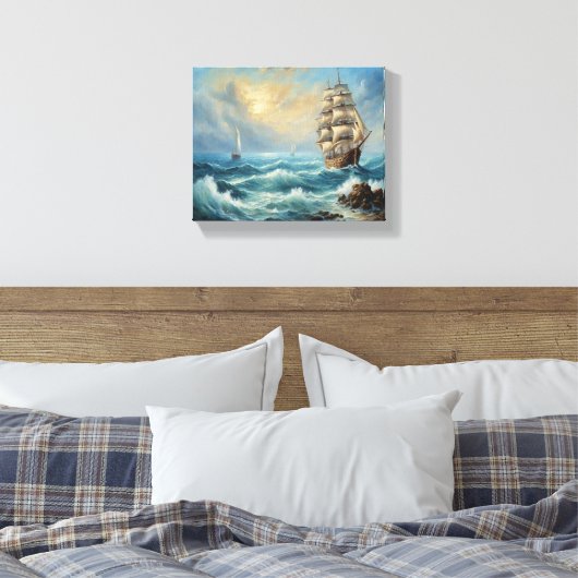 zeilschip in de oceaan canvas afdruk (Insitu (Slaapkamer))