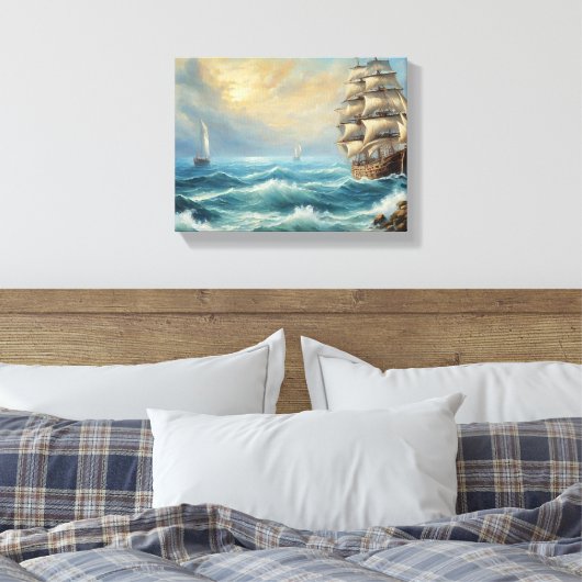 zeilschip in de oceaan canvas afdruk (Insitu (Slaapkamer))