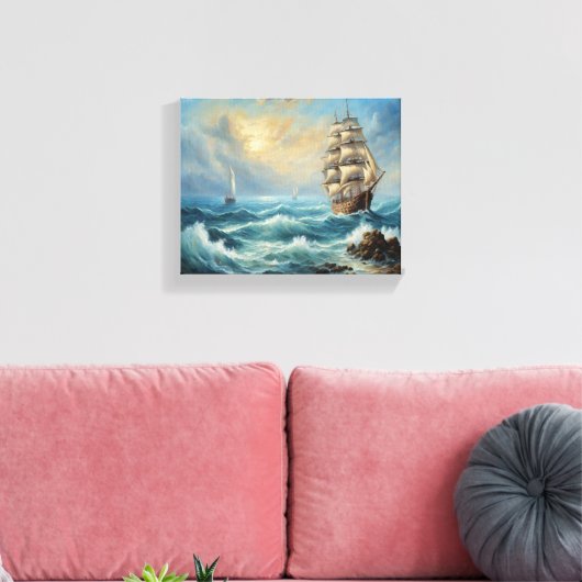 zeilschip in de oceaan canvas afdruk (Insitu (Woonkamer))