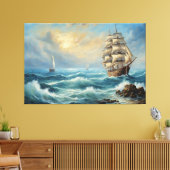  zeilschip in de oceaan canvas afdruk (Insitu (Woonkamer))