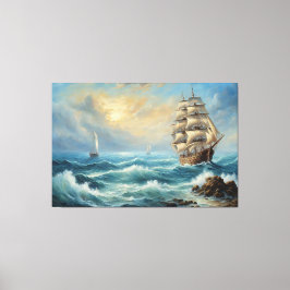  zeilschip in de oceaan canvas afdruk