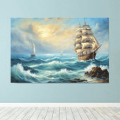  zeilschip in de oceaan canvas afdruk (Insitu (Houten vloer))