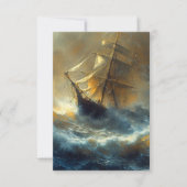 Zeilschip in een Storm Schilderij Bedankkaart (Voorkant)