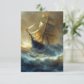 Zeilschip in een Storm Schilderij Bedankkaart (Staand voorkant)