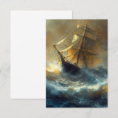 Zeilschip in een Storm Schilderij Bedankkaart (Voorkant / Achterkant)