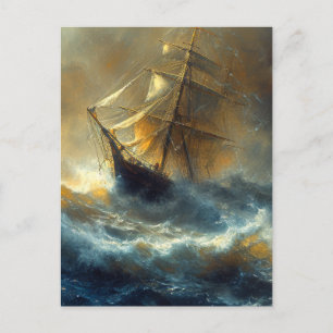 Zeilschip in een Storm Schilderij Briefkaart