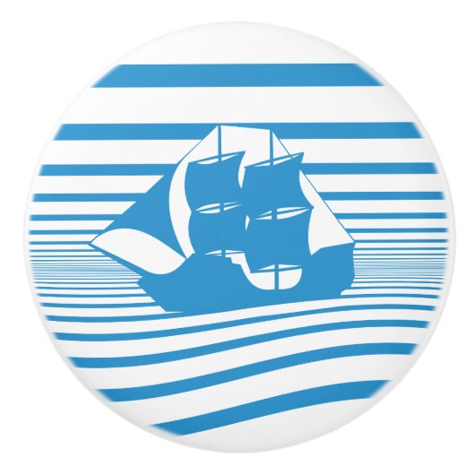 Zeilschip Keramische Knop (Voorkant)