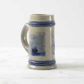 zeilschip keramische prullenbak bierpul (Voorkant links)