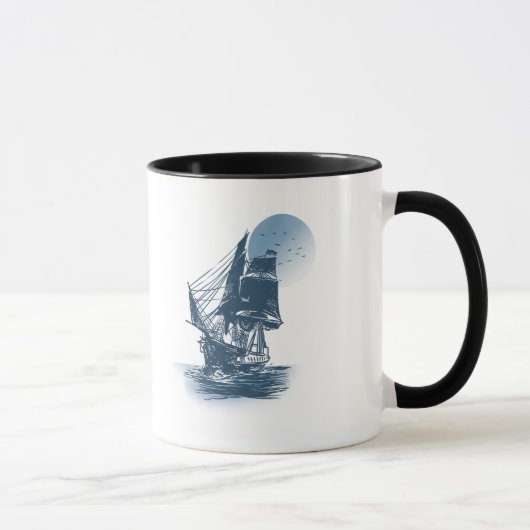  zeilschip - Kies achtergrondkleur Mok (Rechts)