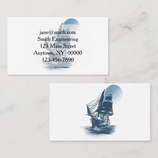  zeilschip - Kies achtergrondkleur Visitekaartje (Voorkant / Achterkant)