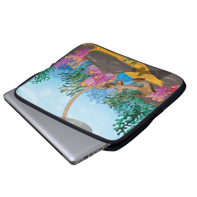 Zeilschip laat anker vallen laptop sleeve (Voorkant onderkant)