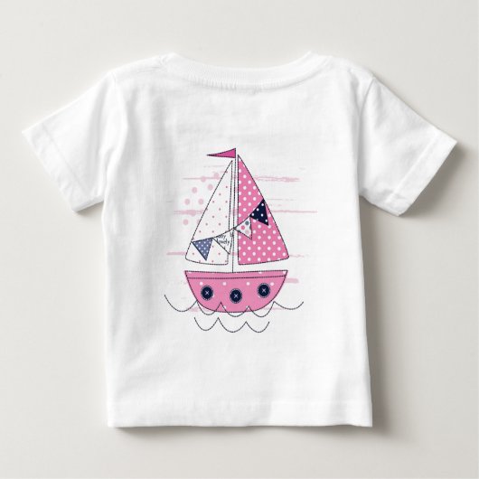 Zeilschip Meisjes Patrijspoort Roze Witte Stippen  (Achterkant)