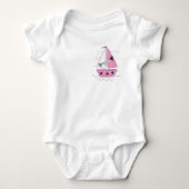 Zeilschip Meisjesachtig Porthole Roze Witte Stippe Romper (Voorkant)