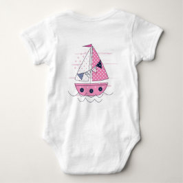 Zeilschip Meisjesachtig Porthole Roze Witte Stippe Romper