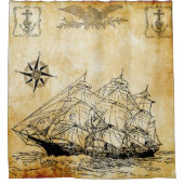 zeilschip met adelaar douchegordijn (Voorkant)