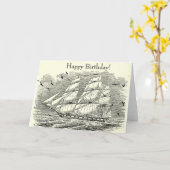 zeilschip met verjaardagsgravure kaart (Gele Bloem)