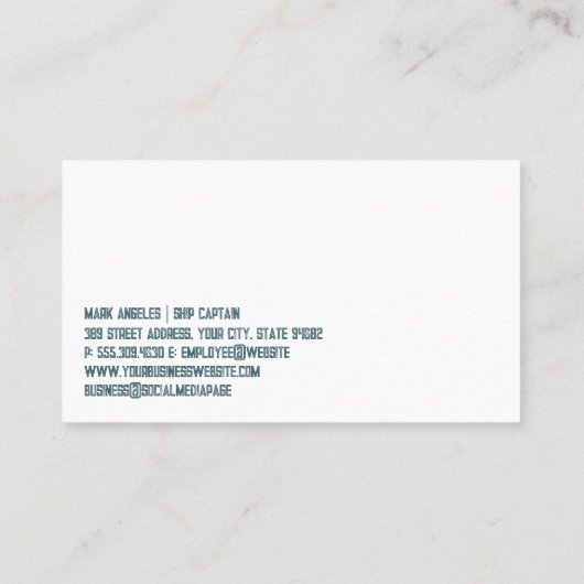  zeilschip | nautisch wiel | kustgolven visitekaartje (Achterkant)