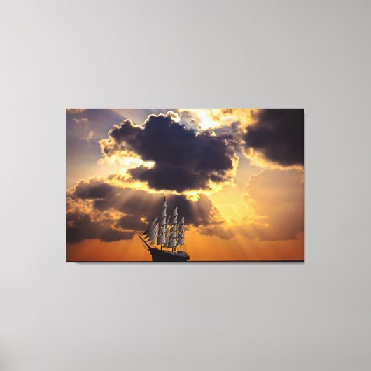 Zeilschip onder de zon-canvaskunst canvas afdruk (Voorkant)