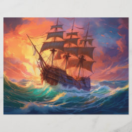 Zeilschip op een stormachtige zee