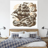 Zeilschip op het Open Zee -  gegraveerd Canvas Afdruk (Insitu (Slaapkamer))